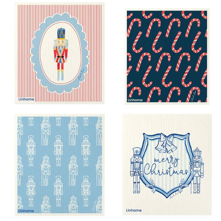 Holiday Nutcracker Collection - Linhome x Liesel Anne Swedish Dishcloths - 4 Pack for wholesale by Linhome