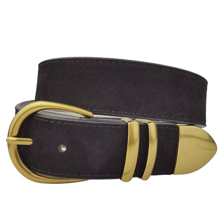 Axesoria West - Wholesale Belt - Women's - Genuine Suede Leather Belt w. buckle, loops and tip set