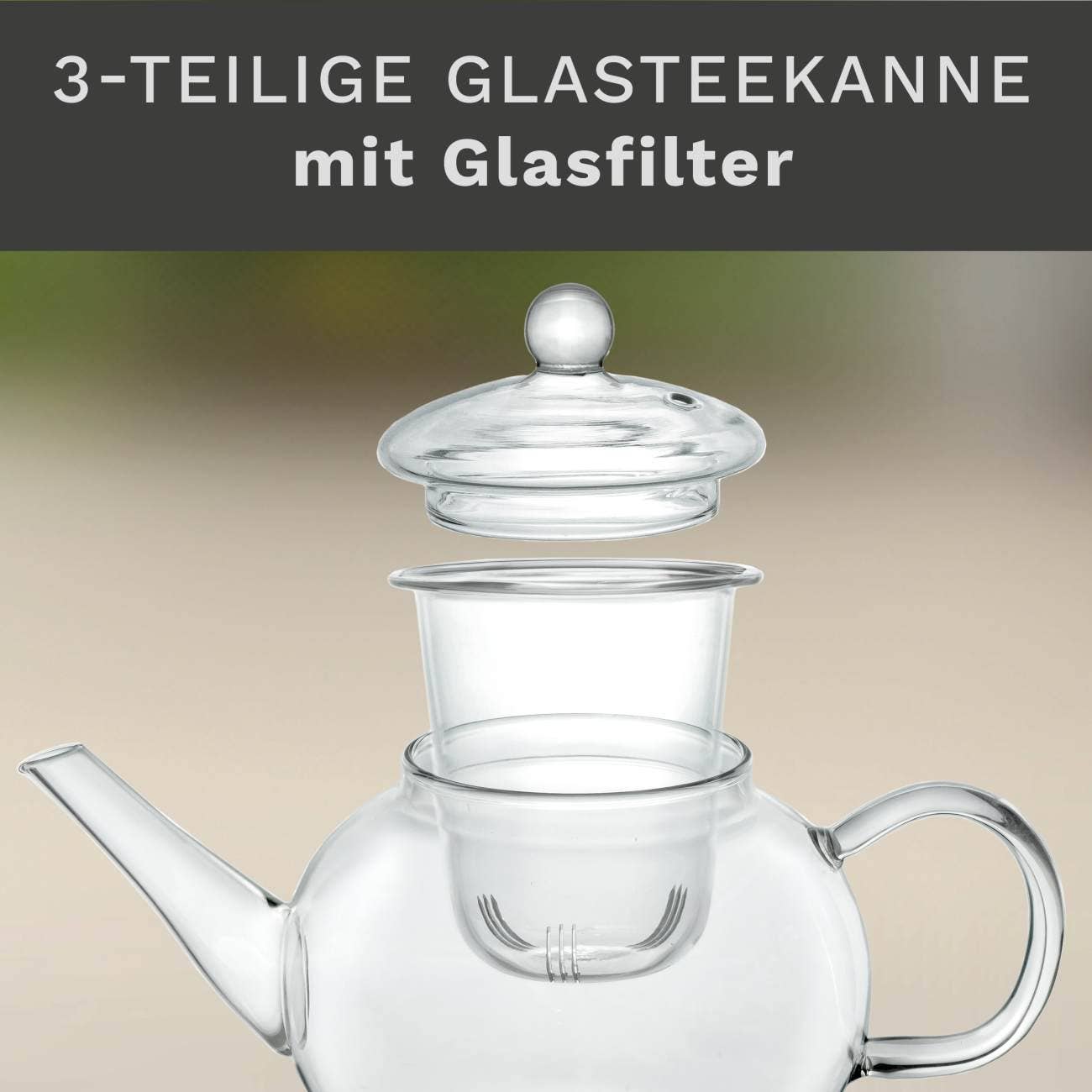 Creano - Wholesale Tea Pot - Teapot bulbous glass filter 0.8 liters7