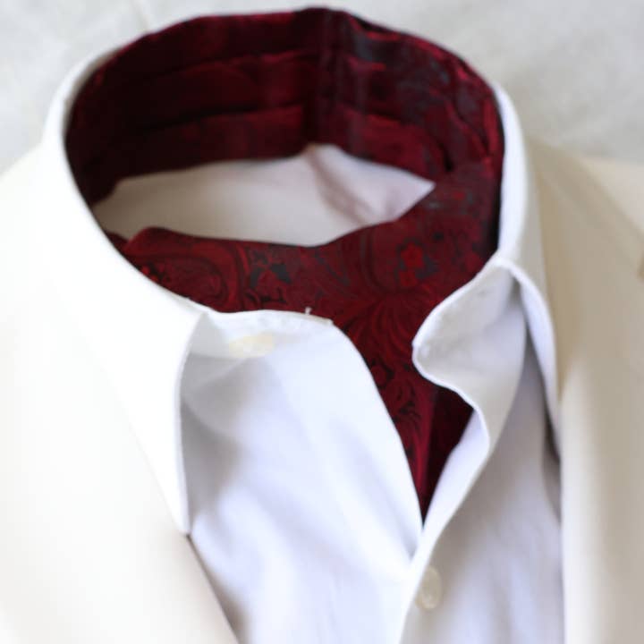 Tie Mood - Wholesale Stropdas - Heren - Bordeauxrode Paisley Ascot stropdas