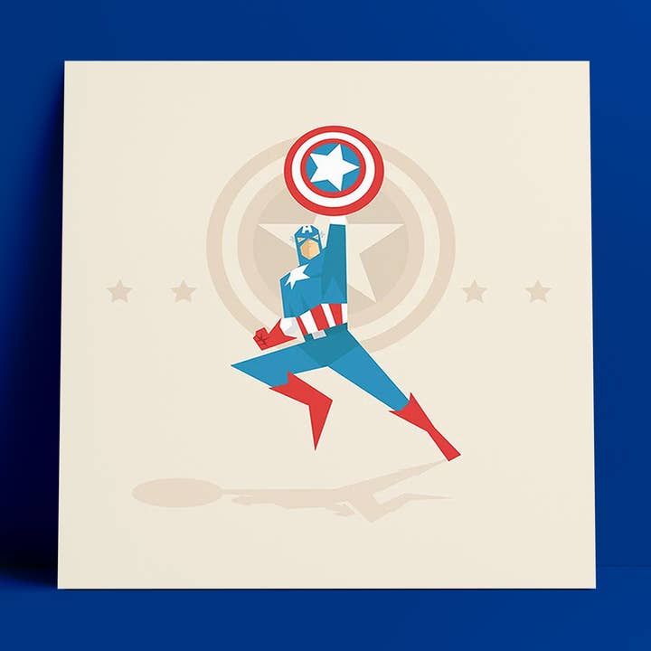 The Star-Spangled Avenger Superhero Art Print for wholesale by Geeky Little Monkey