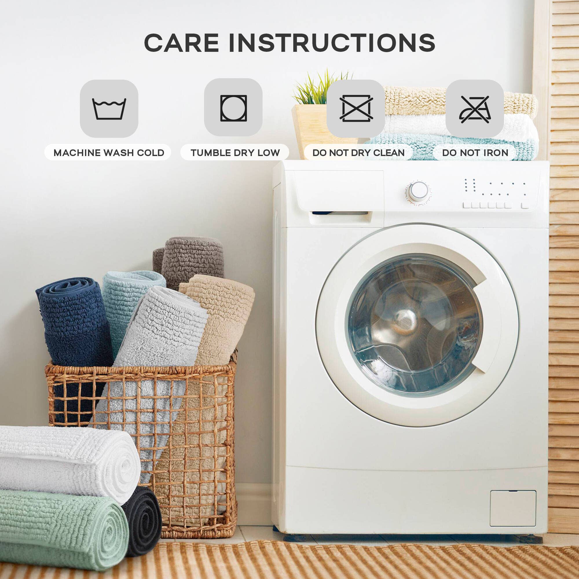 Olliix - Wholesale Bath Mat - Reversible Cotton Bath Rugs, Grey17