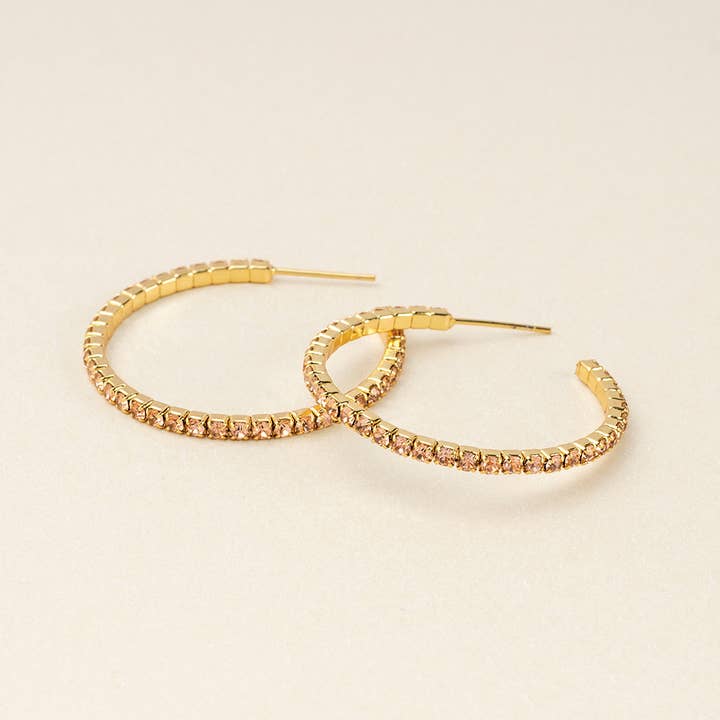 Scout Curated Wears - Wholesale Hoop Earrings - Sparkle & Shine Sm Rhinestone Hoop Earring - Champagne/Gold