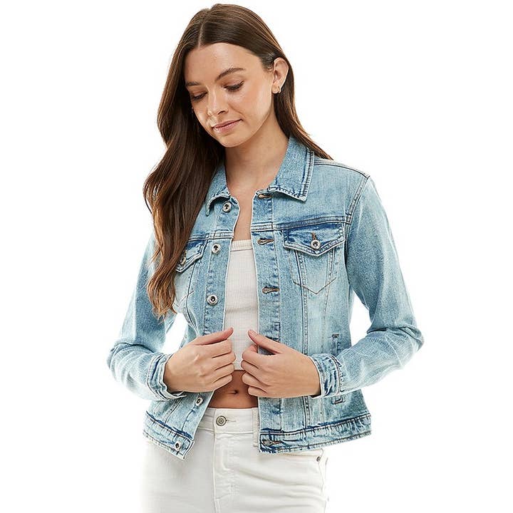 VESTE EN JEAN DÉCONTRACTÉE EN SPANDEX pour la vente par Clothing of America