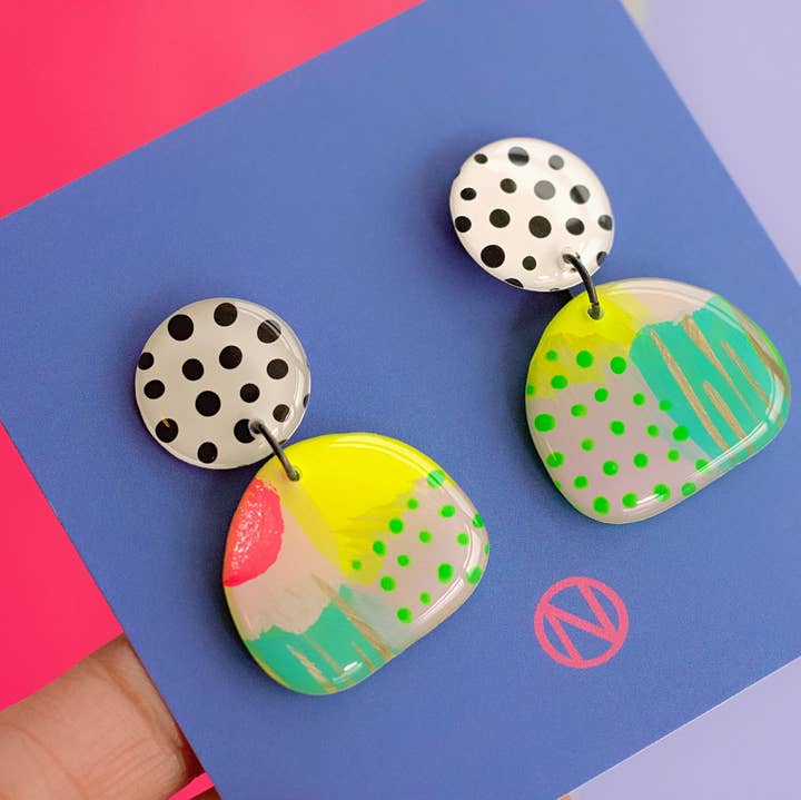 Naoi - Wholesale Dangle Earrings - Polka Abstract Statement Earrings - Handmade to Order0