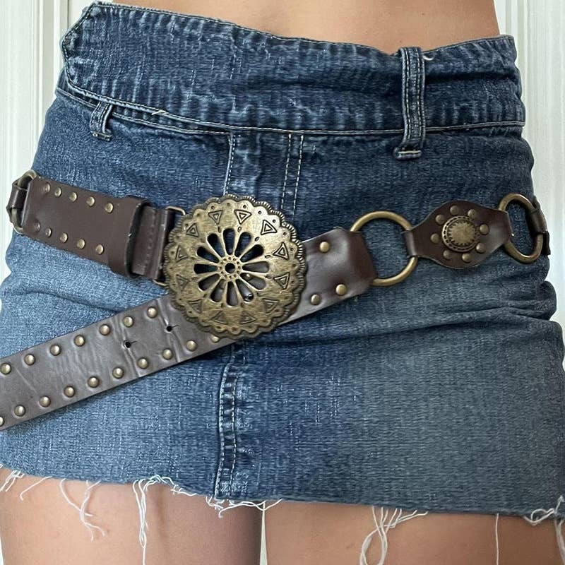 Tourtiwi - Wholesale Belt - Women's - Leather Rivet Pin Buckle Adjustable Waist Seal Belt6