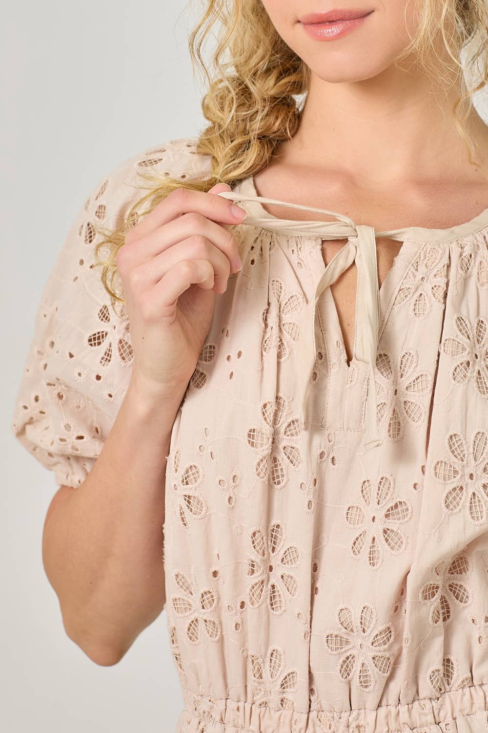 Mystree - Wholesale Dress - Women's - 61037 Puff Sleeve Tiered Eyelet Dress23