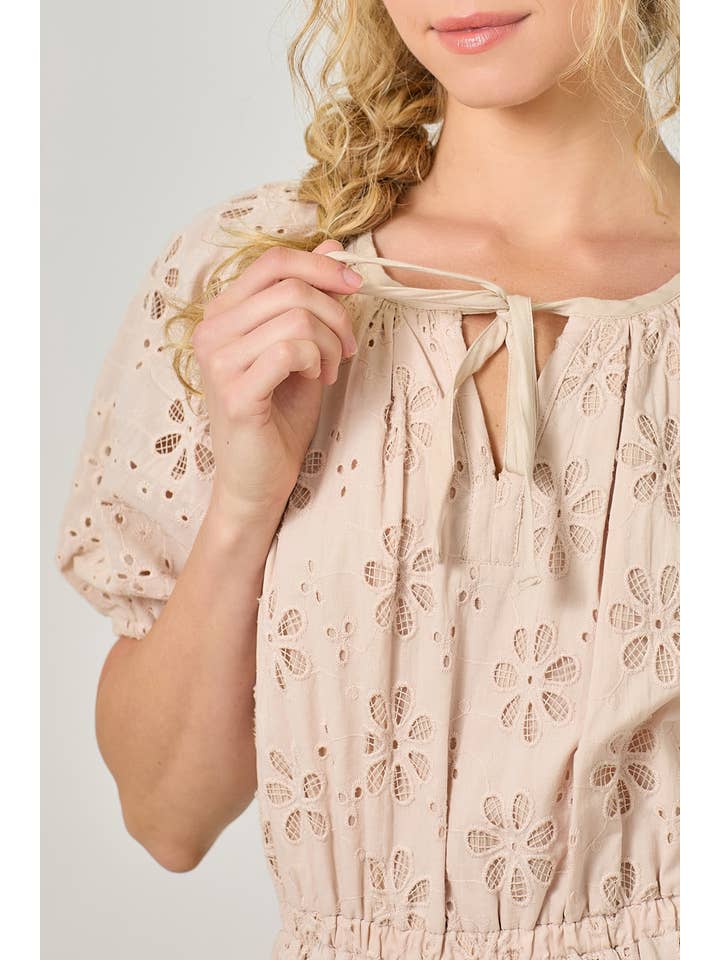 Mystree - Wholesale Dress - Women's - 61037 Puff Sleeve Tiered Eyelet Dress23