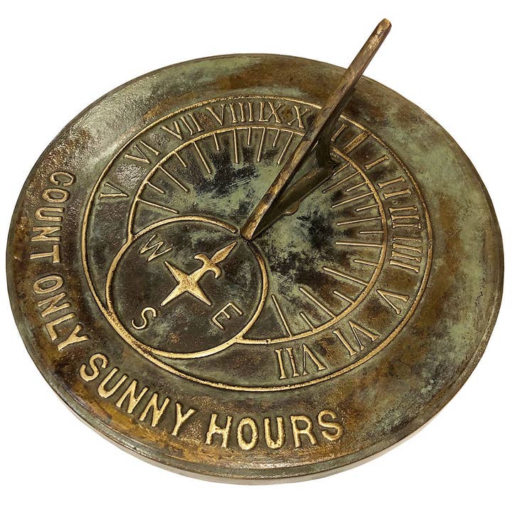 Rome Garden - Wholesale Outdoor Ornament/Decor - Rome Solid Brass Count Sunny Hours Sundial, 10 3/8", #2120