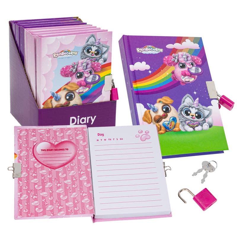 Deluxe Import Trading - Wholesale Journal/Diary - Kids - Zuru Rainbocorns Diary with Lock- 6''- 2 Assortments0