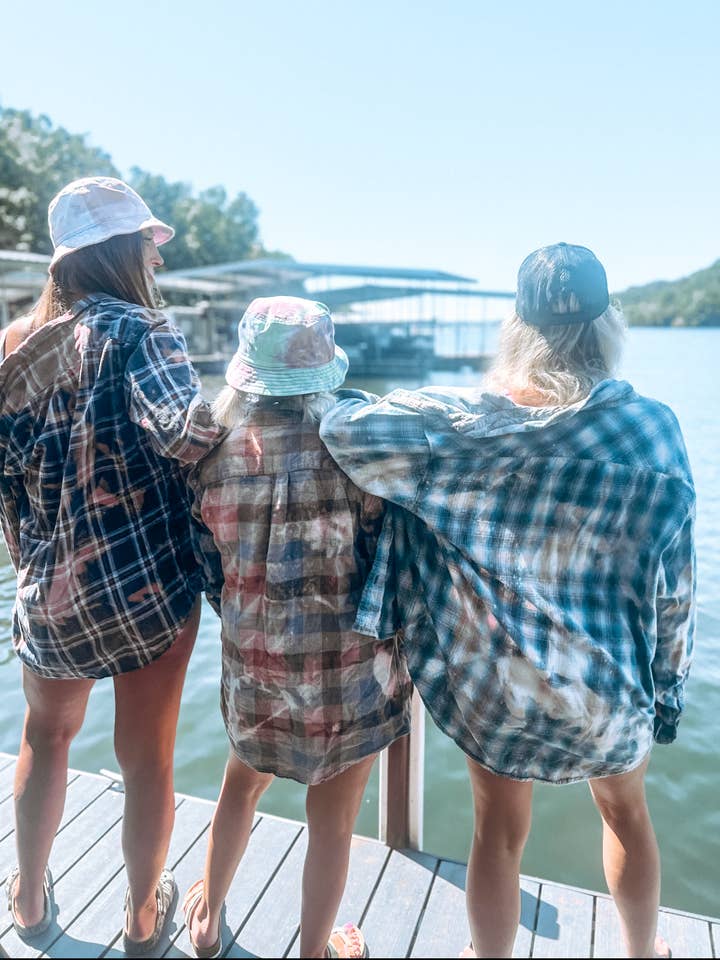 Packs de camisas de franela blanqueadas sostenibles para venta al por mayor de Disohrted Vintage