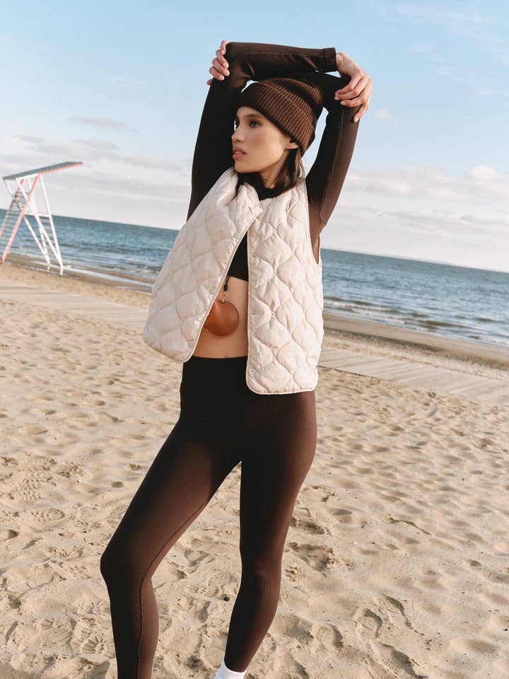 SIAWEAR – wholesale Sport-/loungeleggings – Dam – Leggings Ribs CHOCOLATE KISS Yoga Pilates Tillverkad i Italien7