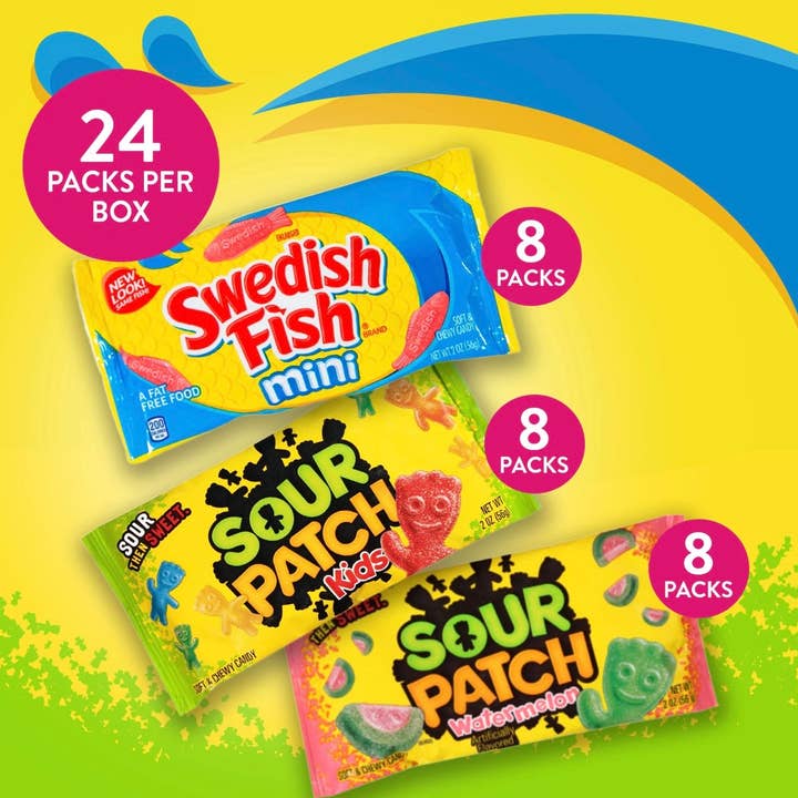 O'Shea's Candies Sweet Shop - Wholesale Gummy - Nostalgic Sour Patch Kids- Swedish Fish- Watermelon 🧒 24CT