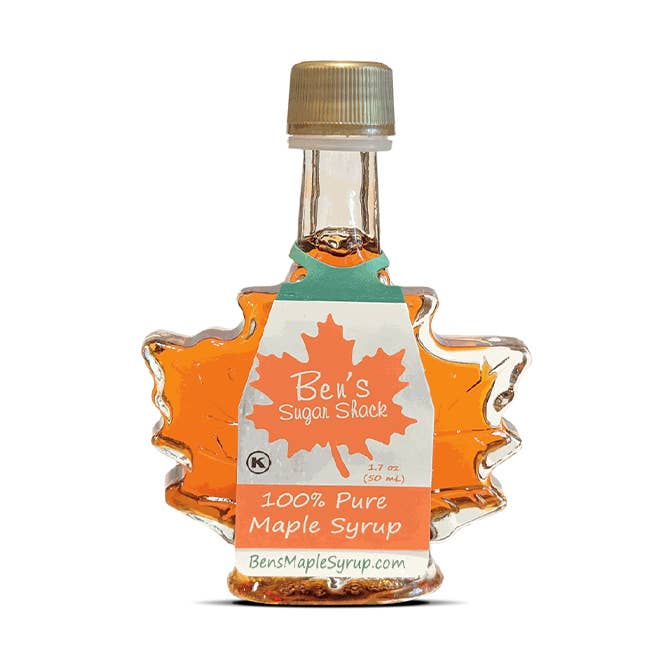 Ben's Sugar Shack - Wholesale Maple Syrup - Maple Syrup in Glass Leaf Bottle 1.7 Oz.0