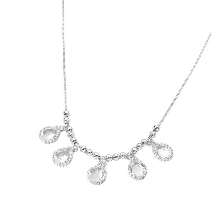 Sensibling Corp. - Wholesale Pendant/Charm Necklace - Teardrop Stone Cluster Charm Beaded Necklace