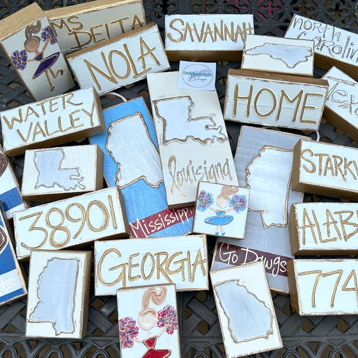 Coddiwomple - Wholesale Decorative Tabletop Object - U.S. State - custom art block hometown sports team city3