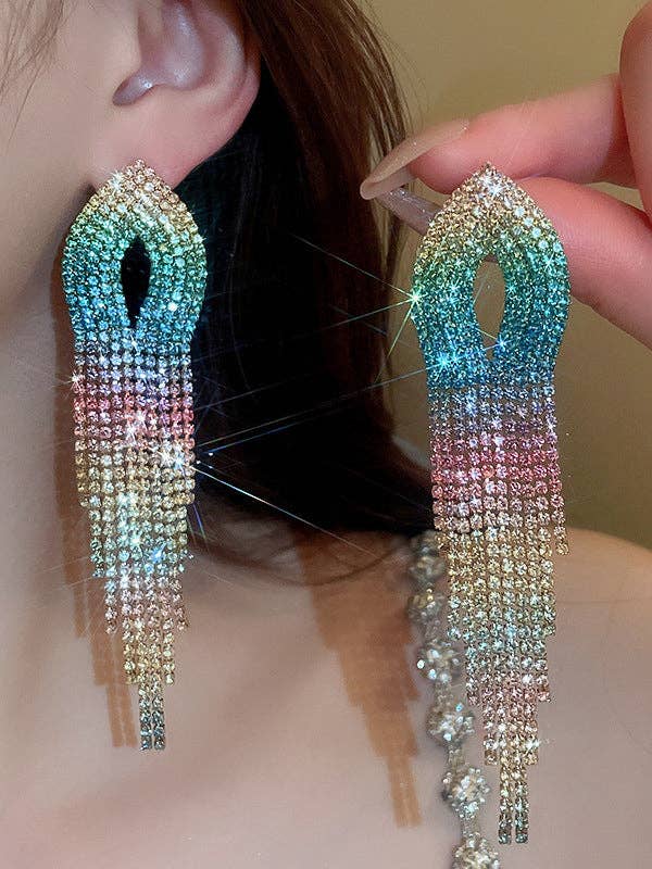 UZ Wholesale Store - Wholesale Tassel Earrings - Gradient Hollow Tasseled Earrings - Gold, Fuchsia, Colorful0