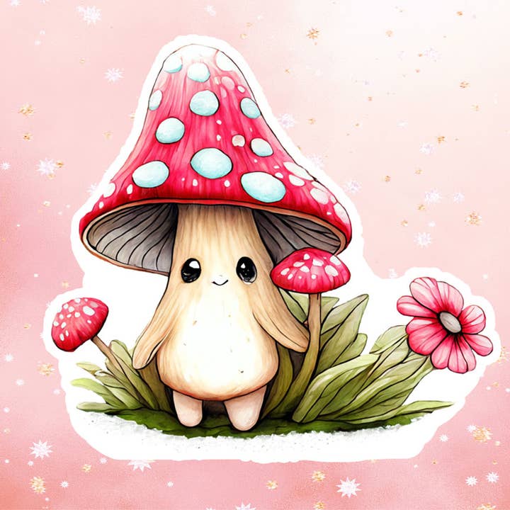 London Luxury Candles - Wholesale Sticker - Happy Mushroom Flowers Vinyl Sticker Metaphysical Intention