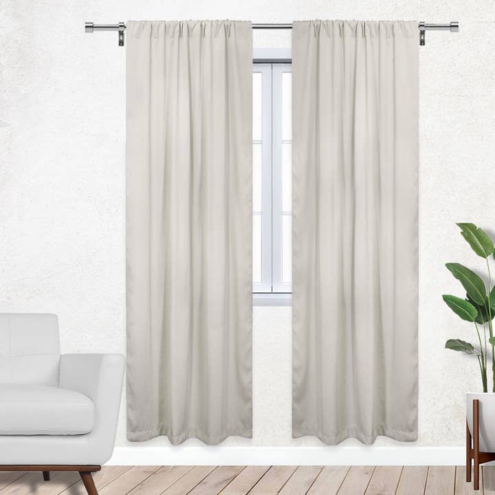 52 X 95 Inch Blackout Polyester Curtains with Rod Pocket Beige - 2 Panels for wholesale by YOUR CHAIR COVERS