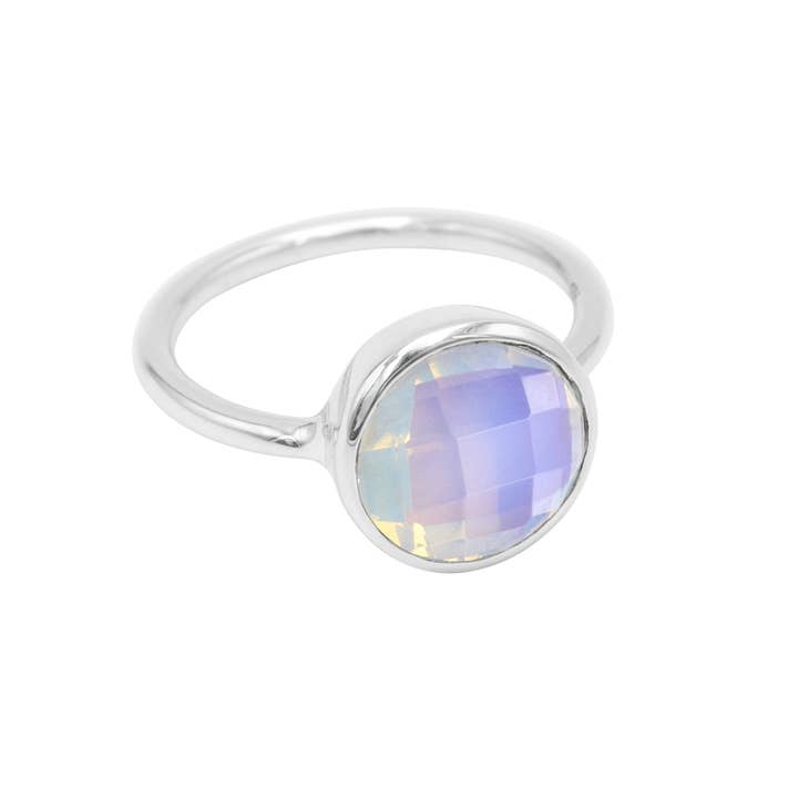 Bague en verre opale en argent sterling 925 bijou fait main pour elle pour la vente par Jay Jools