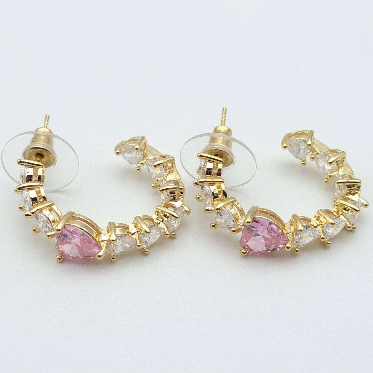 Daemon srls – wholesale Hoop-örhängen – CHERIE - STORT hjärta - orecchini en cerchio con cubic zirconia a forma di cuore6