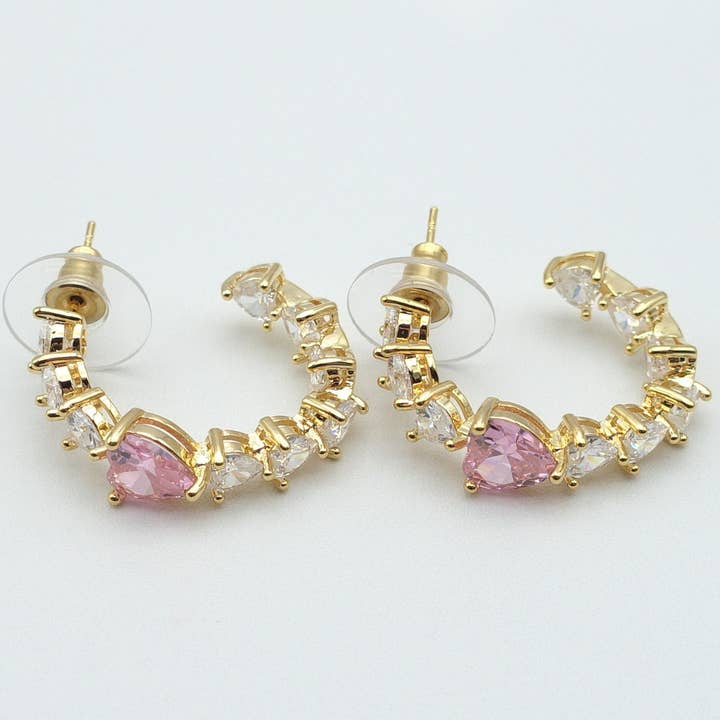 Daemon srls - Venta al por mayor Pendientes de aro - CHERIE - Corazón GRANDE - orecchini a cerchio con cubic zirconia a forma di cuore21