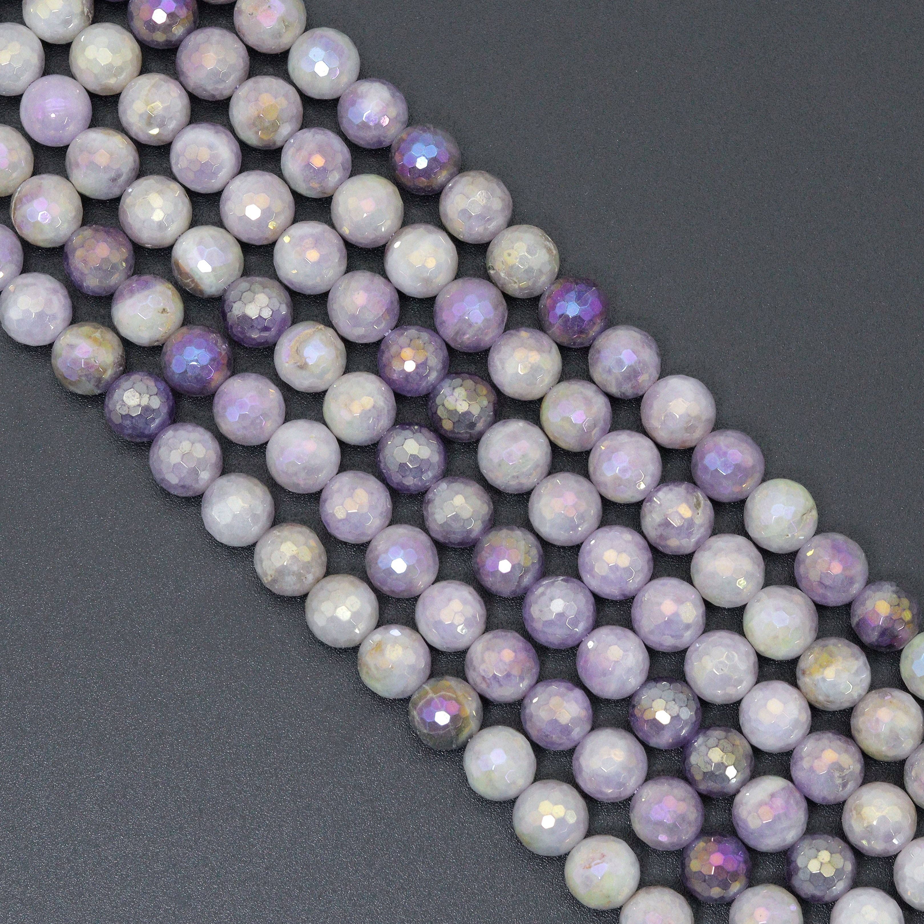 BestBeads&Beyond - Wholesale Beads - Mystic Lavender Jade Round Faceted Beads, Sku#U22152