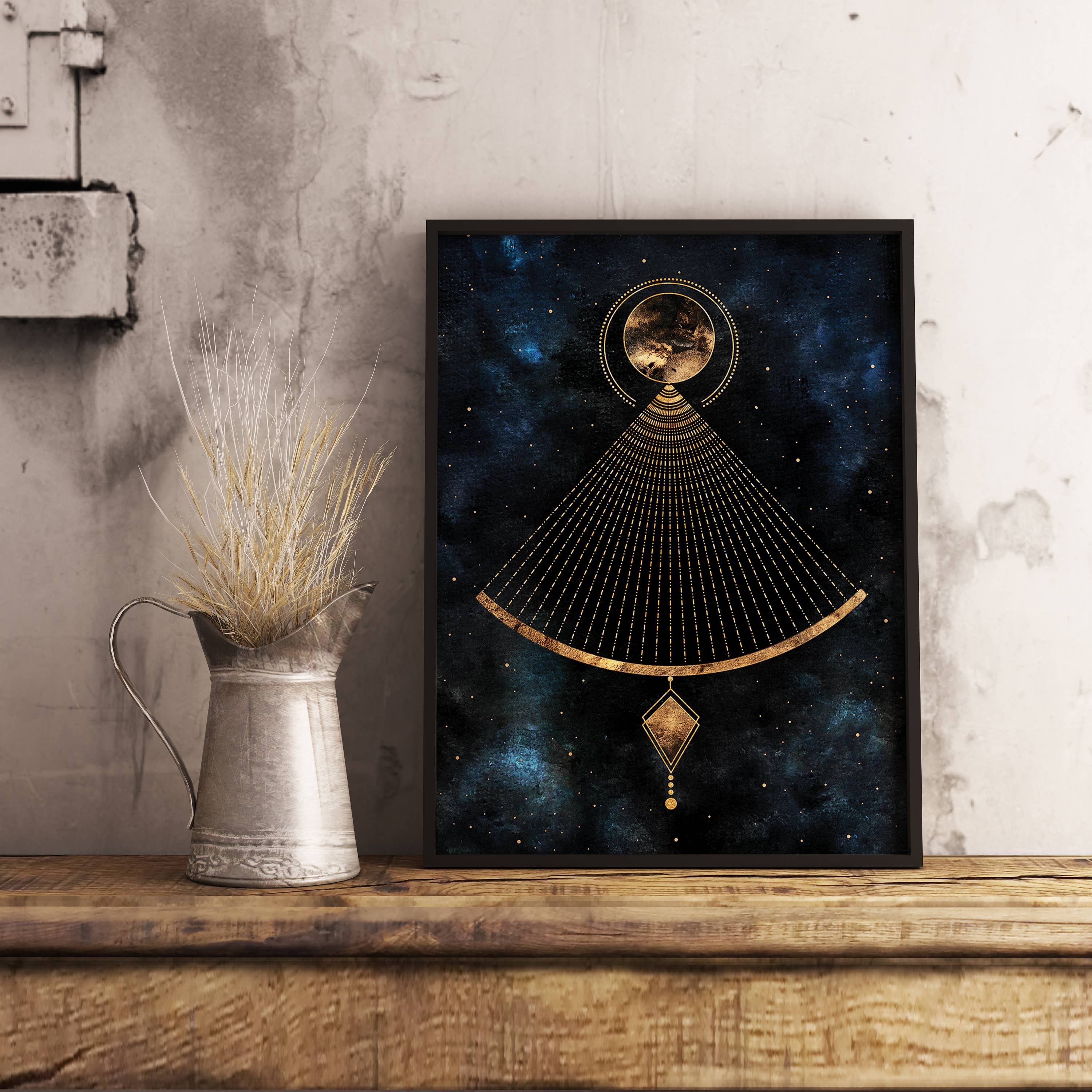 The Flow Design - Vente Affiche d'art - Affiche spirituelle céleste « Balance » avec pendule équilibré et design mystique6