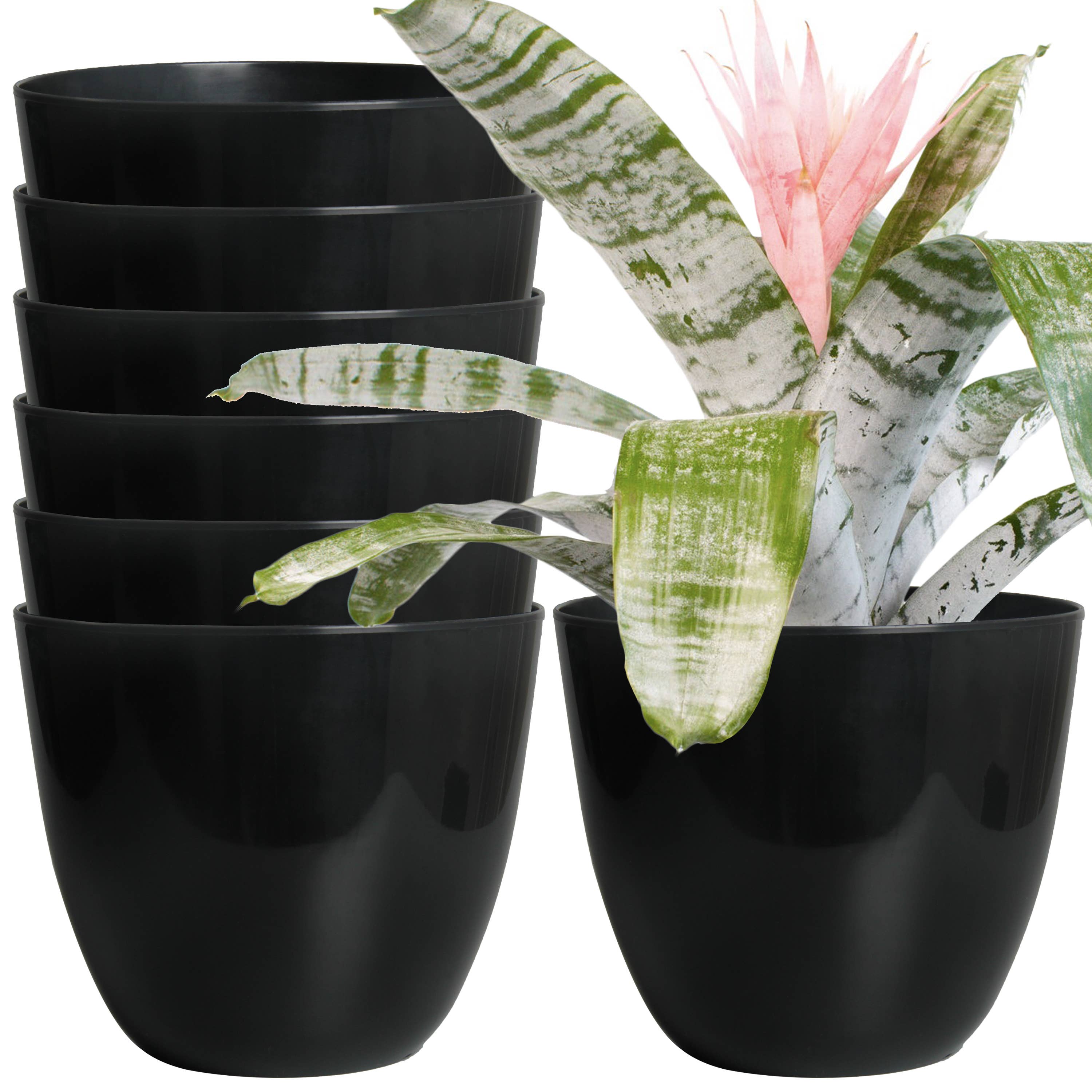 Youngever - Wholesale Plant Pot - Youngever 7 Pack 6.5 Inch Plastic Planters Flower Pots-Black0