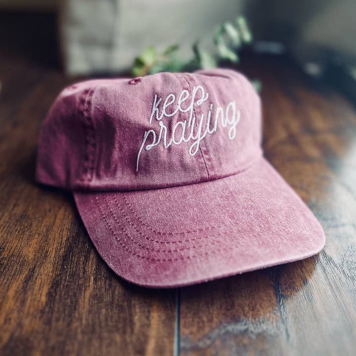 Keep Praying Embroidered Ball Cap | Christian Hat for wholesale by Raising Faith Prints