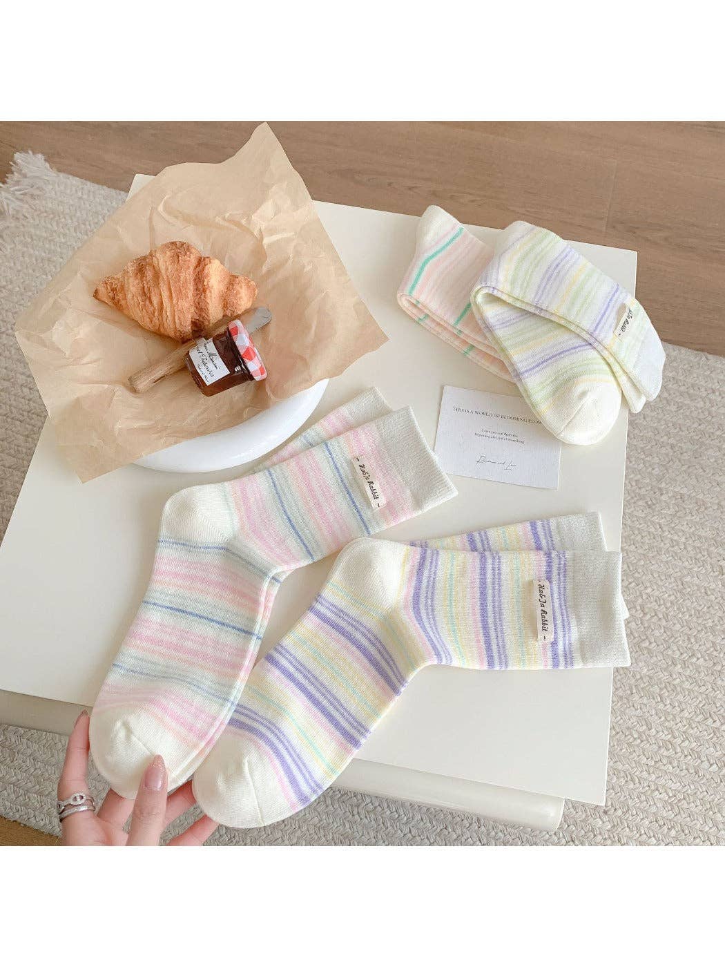 Funkyrel® Atzbranding Limited - Wholesale Socks - Women's - Rufia - Ice Cream Color Mid-Calf Socks7