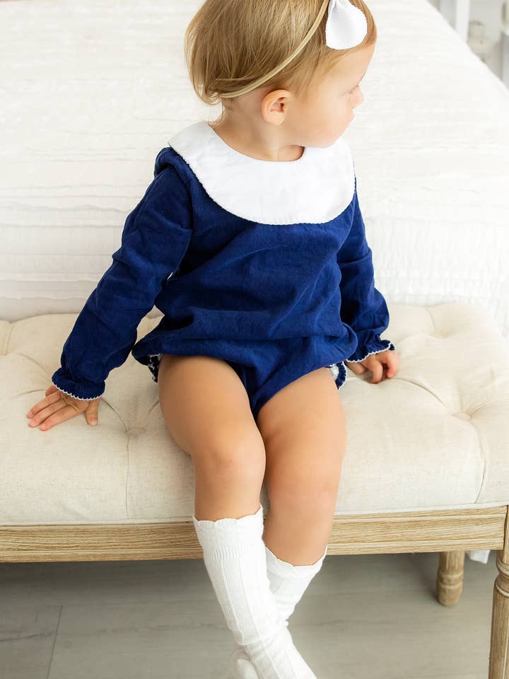Love That Cotton - Wholesale Bodysuit (Non-Footed) - Baby - LONG Sleeve Bishop Bubble - NAVY CORDUROY