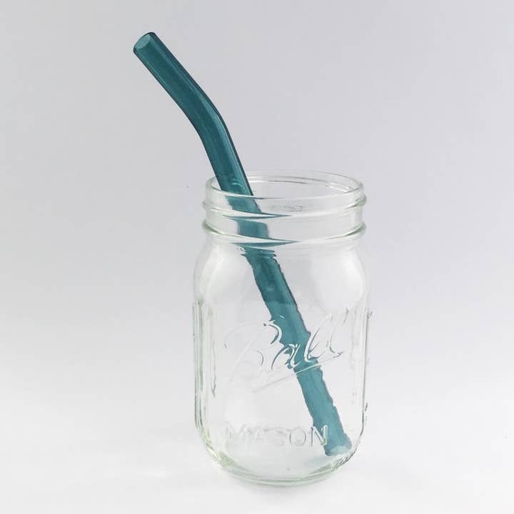 8" Aquamarine Barely Bent Smoothie Glass Straw for wholesale by Strawesome