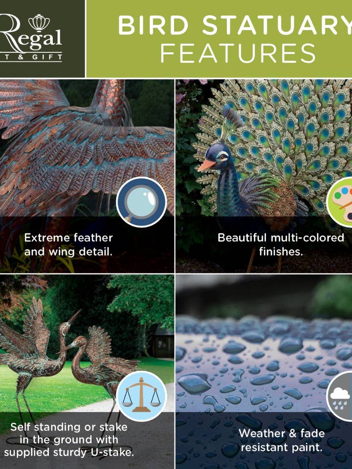 Bird Jiggly Stake - Peacock for wholesale by Regal Art & Gift