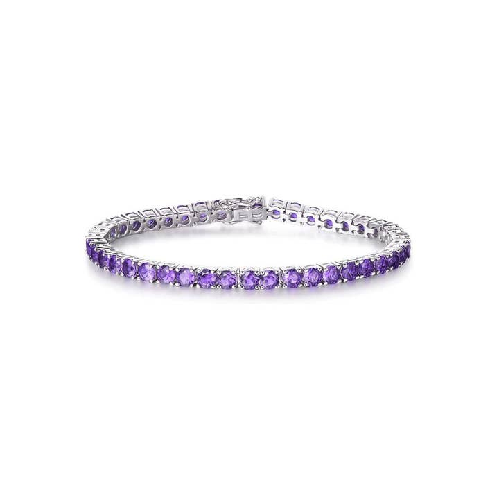 Pulseira “Spiritual Purple” Ténis Ametista Prata de 1ª Lei por atacado de Fanci Me Jewelry