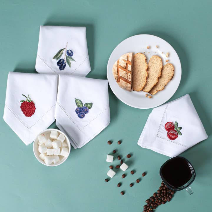 Multi Cotton Hemstitched Dinner Napkins, Gift Package (Set of 4) for wholesale on Faire
