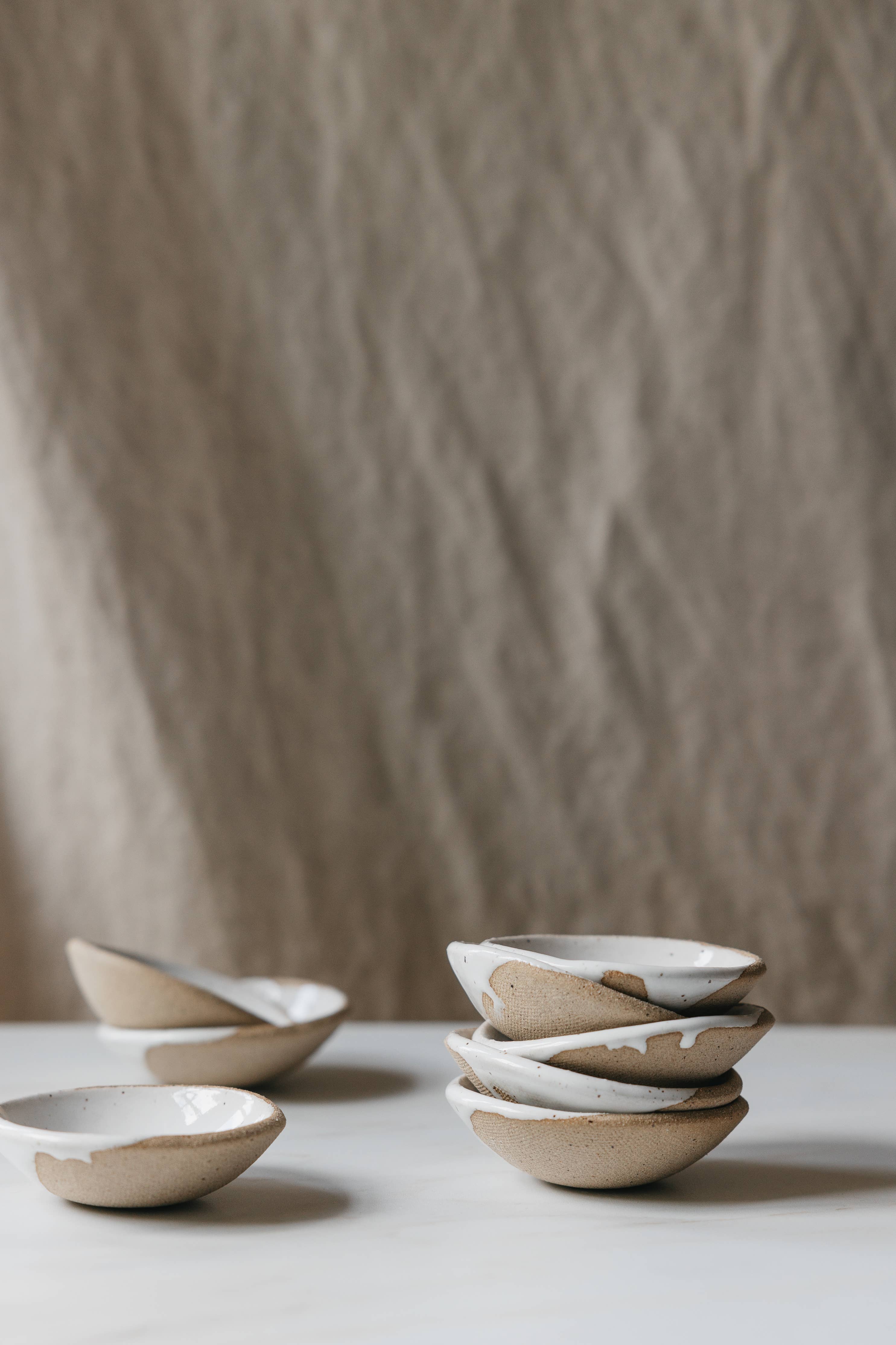 D Pottery - Wholesale Condiment/Dip Bowl - Speckled White Ceramic Prep Dishes - per each1