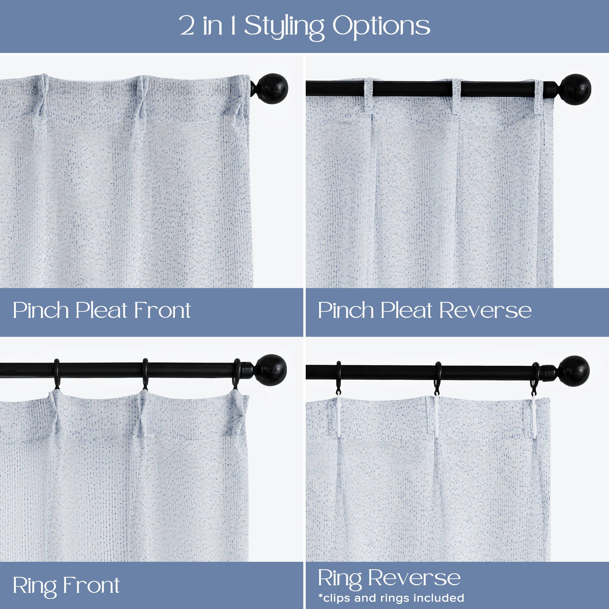 Awesome Home – wholesale Gardin – Enkel gardinpanel med nypveck med krokar och ringar8