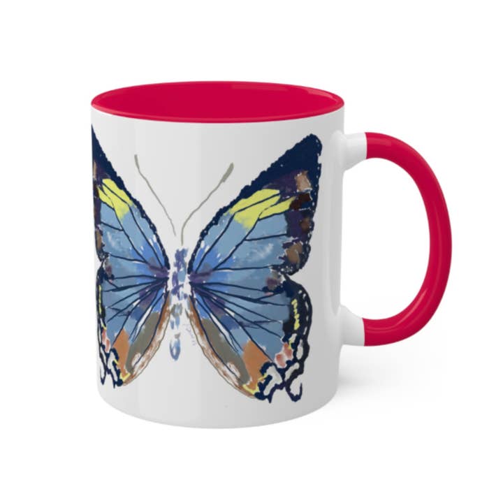 Blue Cava - Wholesale Coffee Mug - Butterfly Two Tone Mug, 11 oz. & 15 oz. Â (Multiple Colors)