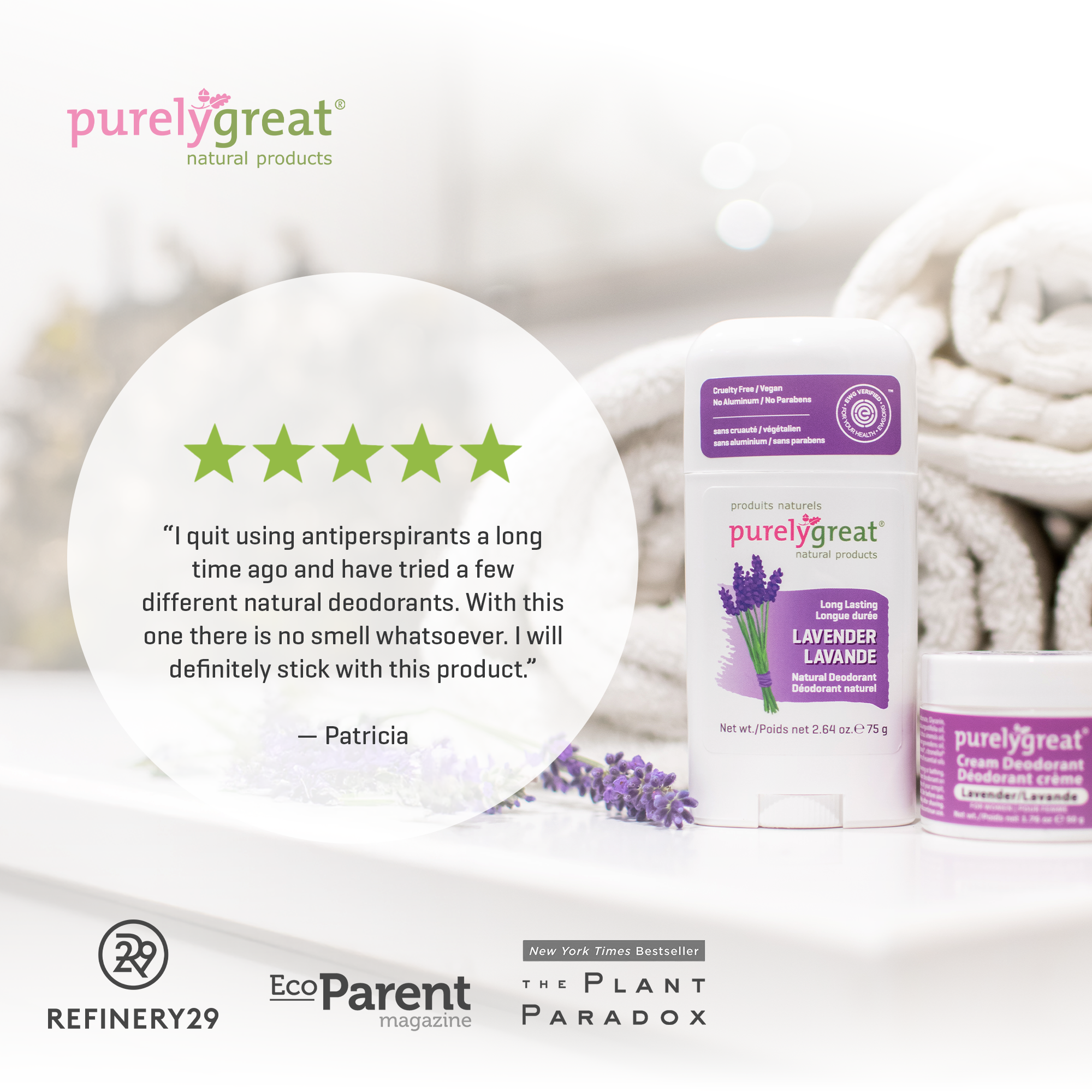 Purelygreat Natural Deodorants - Wholesale Deodorant - Unisex - Purelygreat Cream Deodorant - Lavender7