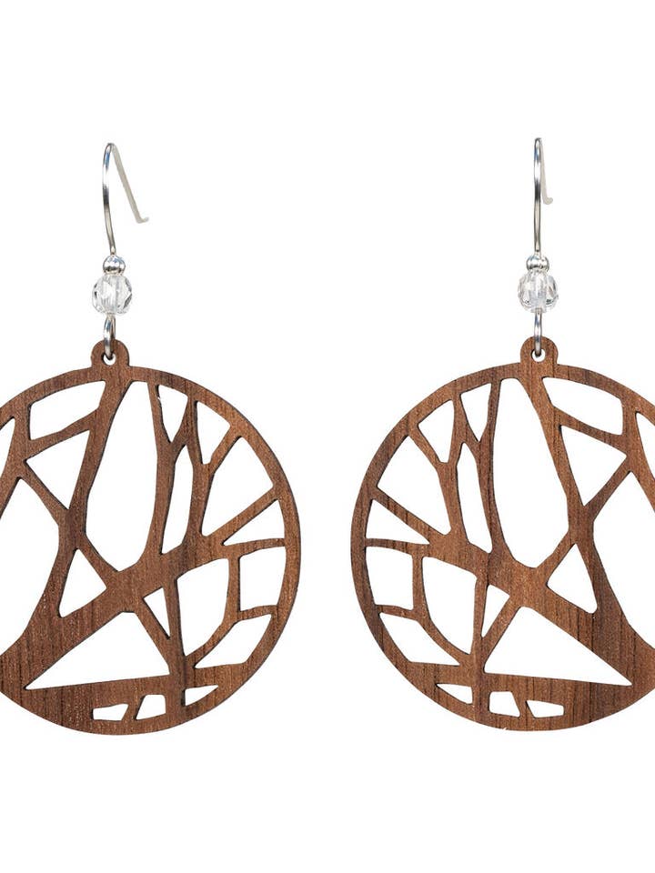 Branches Willow Earring Small with Crystal Bead Accent for wholesale by Woodcutts Inc.
