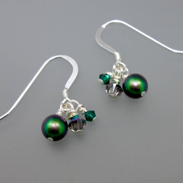 Emerald Crystal Cluster Earrings for wholesale by Oreb Lram Fine Casual Jewelry