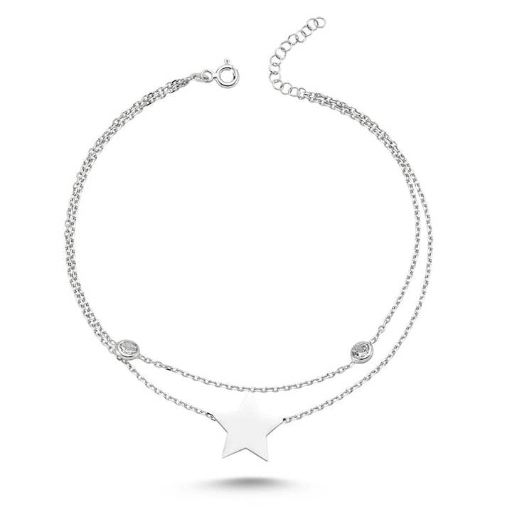 Fußkettchen und Armband mit Sternanhänger in Silber für den Großhandel von Amorium