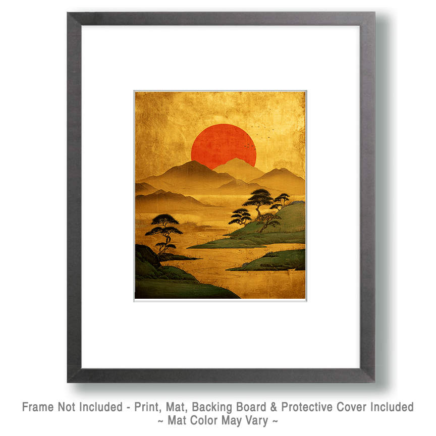Mowbi – wholesale Art print – Vintage Asian Landscape Zen Art Print - 8"x10" Artwork for 11"x14" Frame1