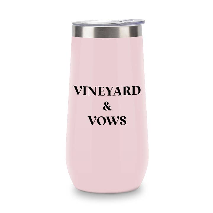 Insulated Champagne Tumbler (Pink) - Vineyard and Vows for wholesale by Toss Designs