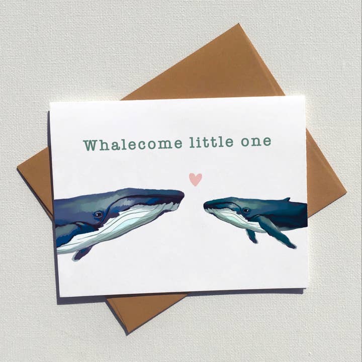 Whalecome Little One Card for wholesale by Yuma's Art Studio