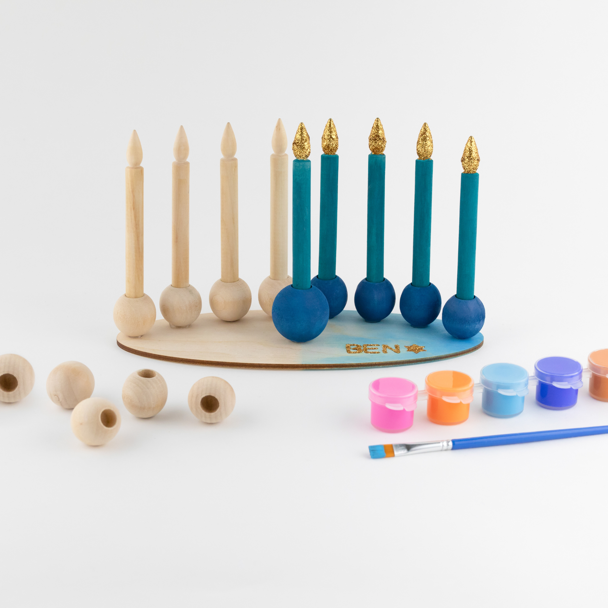 Hanukkah Kits – wholesale DIY craft kit – Child – DIY Hanukkah Menorah Kit – Kids’ Wooden Craft Activity6