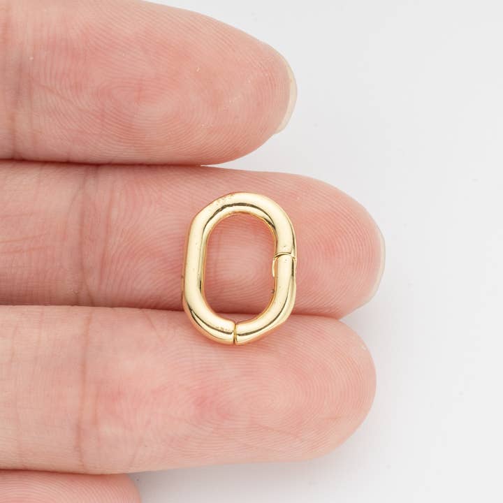 Jewel Pledge - Wholesale Band/Stacked Ring - Gold Oval Clicker Ring Charm Holder CLG3233