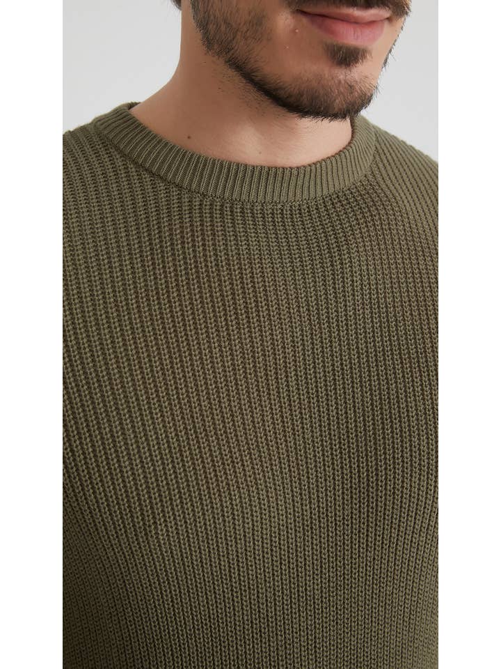 Yves Enzo - Wholesale Knit Sweater - Men's - Round neck sweater 100% cotton - Green1