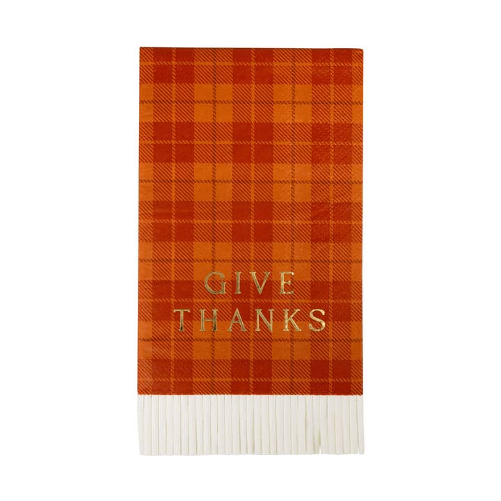 GVT1239 - Give Thanks Plaid Dinner Napkin for wholesale by My Mind’s Eye